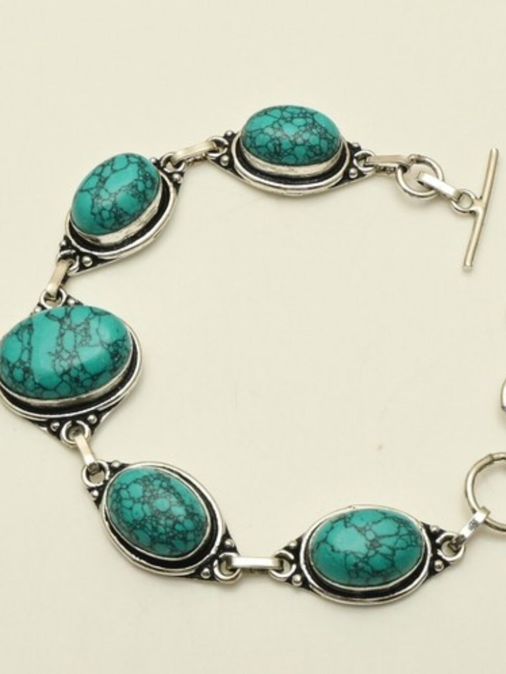 Turquoise Gemstone Sterling Silver Bracelet Jewelry 21 Gms